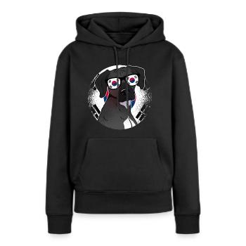Corée du Sud - Sweat à capuche Premium bio Femme - noir - Devant - Julia (174cm)