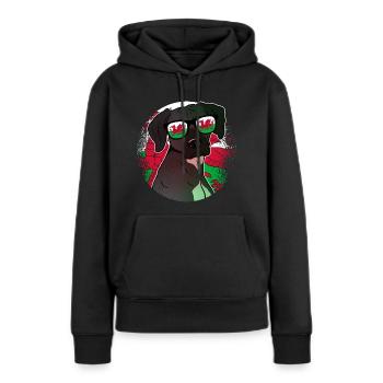 Pays de Galles - Sweat à capuche Premium bio Femme - noir - Devant - Julia (174cm)