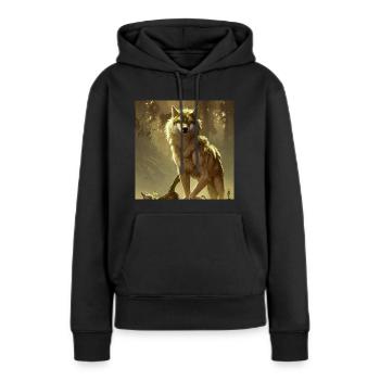 Loup solitaire - Sweat à capuche Premium bio Femme - noir - Devant - Julia (174cm)