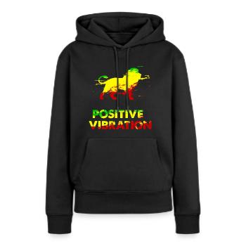 Lion Positive vibration Rasta raggae - Sweat à capuche Premium bio Femme - noir - Devant - Julia (174cm)