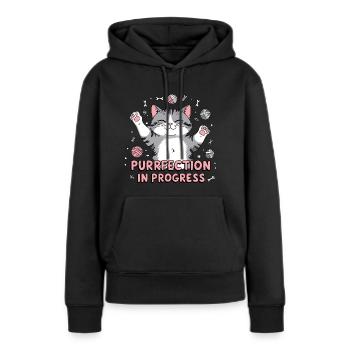 Purrfection in Progress - Women’s Premium Organic Hoodie - black - Front - Julia (174cm)