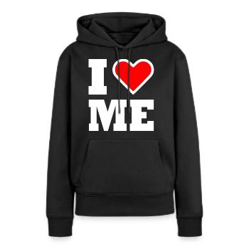I love me - Sweat à capuche Premium bio Femme - noir - Devant - Julia (174cm)