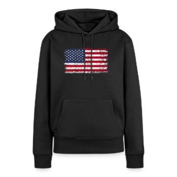 Drapeau américain USA Drapeau américain Drapeau américain - Sweat à capuche Premium bio Femme - noir - Devant - Julia (174cm)