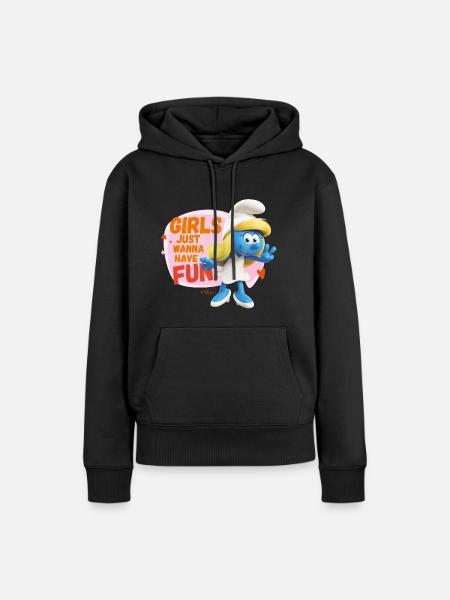 The Smurfs Smurfette Girls Just Wanna Have Fun - Women’s Premium Organic Hoodie - black
