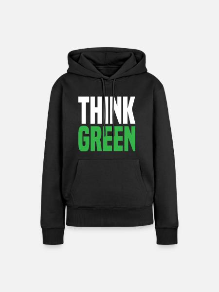 Think Green - Frauen Premium Bio Hoodie - Schwarz