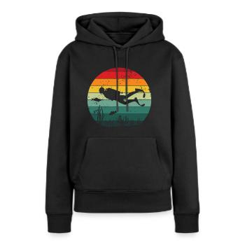 Vintage Sun Taucher Apnoe freitauchen Scuba Diver - Frauen Premium Bio Hoodie - Schwarz - Vorne - Julia (174cm)