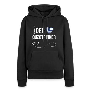 Ouzo - Frauen Premium Bio Hoodie - Schwarz - Vorne - Julia (174cm)