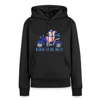 Ulkiger Motorradfahrer - Born to be wild - Frauen Premium Bio Hoodie - Schwarz - Vorne - Julia (174cm)