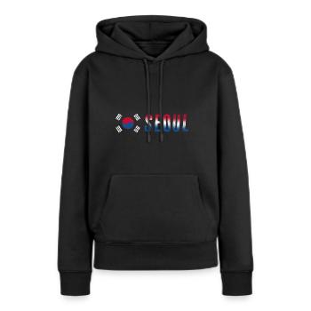 Seoul | Korea - Frauen Premium Bio Hoodie - Schwarz - Vorne - Julia (174cm)
