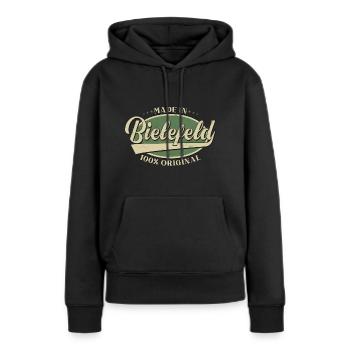 Bielefeld Bielefelder Original - Frauen Premium Bio Hoodie - Schwarz - Vorne - Julia (174cm)