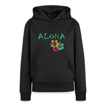 ALOHA - Sweat à capuche Premium bio Femme - noir - Devant - Julia (174cm)