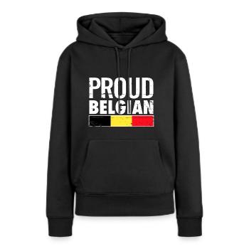 Fier drapeau belge belge - Sweat à capuche Premium bio Femme - noir - Devant - Julia (174cm)