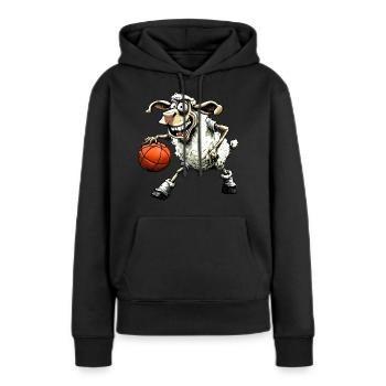 Schaf Basketball / Basketballer Schafe - Frauen Premium Bio Hoodie - Schwarz - Vorne - Julia (174cm)