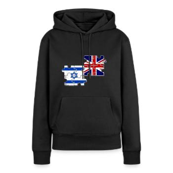 Israël Drapeau britannique Israélien Britannique - Sweat à capuche Premium bio Femme - noir - Devant - Julia (174cm)
