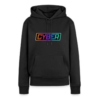 CYBER - Sweat à capuche Premium bio Femme - noir - Devant - Julia (174cm)