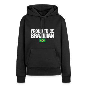 Fier d’être brésilien Brésilien Brésil - Sweat à capuche Premium bio Femme - noir - Devant - Julia (174cm)