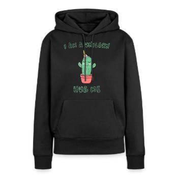 Unicorn HUG ME Shirt Cactus Funny Ice Cream Gift - Women’s Premium Organic Hoodie - black - Front - Julia (174cm)