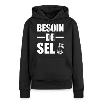 Besoin de Sel - Sweat à capuche Premium bio Femme - noir - Devant - Julia (174cm)