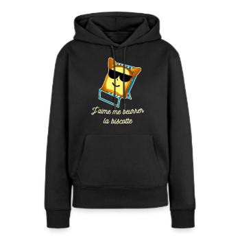 OSS 117 messages drôles - Sweat à capuche Premium bio Femme - noir - Devant - Julia (174cm)