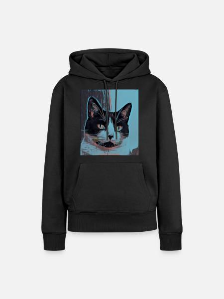 Psychodelic Cat - Frauen Premium Bio Hoodie - Schwarz