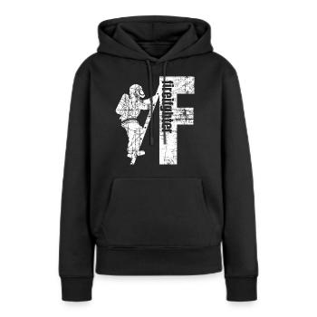 Protecteurs respiratoires sur échelle - Firefighter - Sweat à capuche Premium bio Femme - noir - Devant - Julia (174cm)