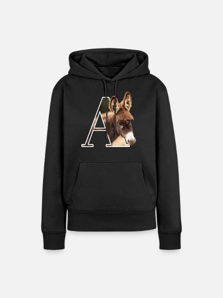 A Ane alphabet animal - Frauen Premium Bio Hoodie - Schwarz