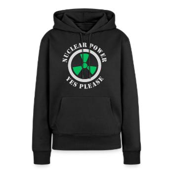 L’énergie nucléaire, oui s’il vous plaît, l’énergie nucléaire - Sweat à capuche Premium bio Femme - noir - Devant - Julia (174cm)