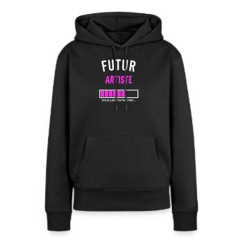futur artiste - Sweat à capuche Premium bio Femme - noir - Devant - Julia (174cm)