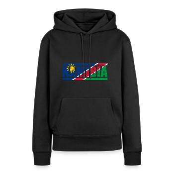 Namibia - Frauen Premium Bio Hoodie - Schwarz - Vorne - Julia (174cm)