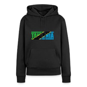 Tanzanie - Sweat à capuche Premium bio Femme - noir - Devant - Julia (174cm)