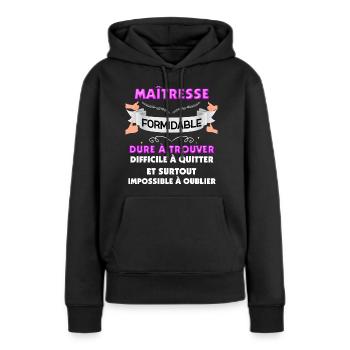 Ma Maîtresse D'école Est Formidable - Sweat à capuche Premium bio Femme - noir - Devant - Julia (174cm)