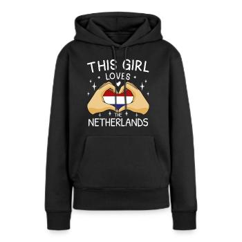 Pays-Bas Drapeau Hollande Drapeau néerlandais - Sweat à capuche Premium bio Femme - noir - Devant - Julia (174cm)