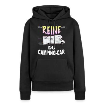 Camping-car Humour Femme Randonnée - Sweat à capuche Premium bio Femme - noir - Devant - Julia (174cm)