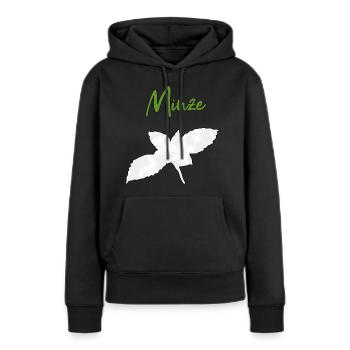 Menthe poivrée - Sweat à capuche Premium bio Femme - noir - Devant - Julia (174cm)