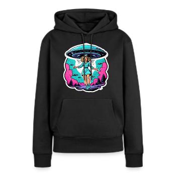 Panicked woman is taken into UFO. - Women’s Premium Organic Hoodie - black - Front - Julia (174cm)
