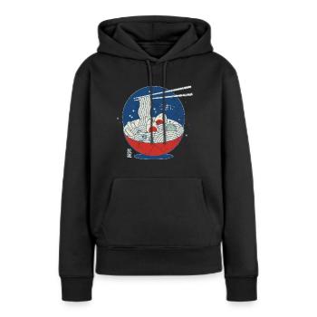 Great Ramen Wave / Great Ramen Wave vintage / aliments - Sweat à capuche Premium bio Femme - noir - Devant - Julia (174cm)