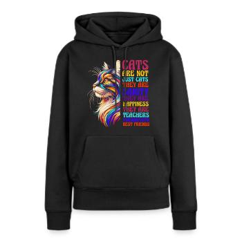 Les chats sont amis chat maman chat ami chaton - Sweat à capuche Premium bio Femme - noir - Devant - Julia (174cm)
