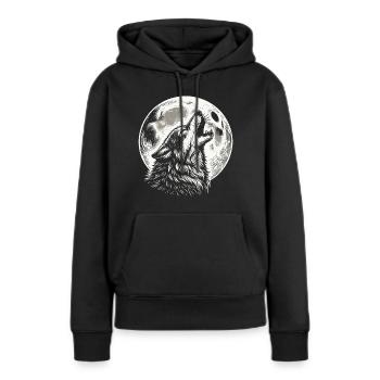 Wolf Full Moon - Women’s Premium Organic Hoodie - black - Front - Julia (174cm)