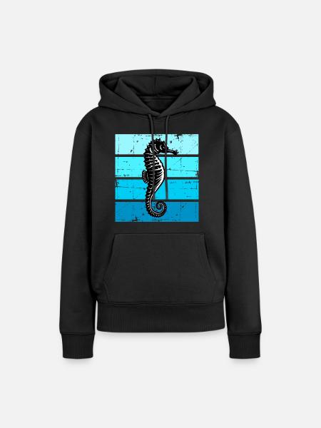 Seepferdchen Meereslebewesen Seepferd - Frauen Premium Bio Hoodie - Schwarz