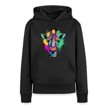 Girafe colorée - Sweat à capuche Premium bio Femme - noir - Devant - Julia (174cm)