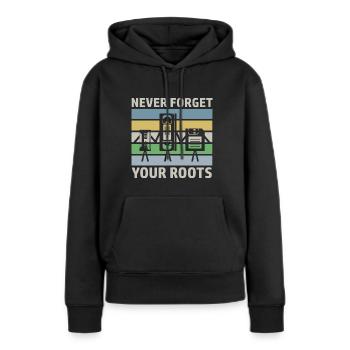 Retro Spruch Technik VHS Audiokassette Diskette - Frauen Premium Bio Hoodie - Schwarz - Vorne - Julia (174cm)