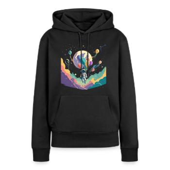 Weltraum - Frauen Premium Bio Hoodie - Schwarz - Vorne - Julia (174cm)