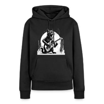 E-Gitarre - Frauen Premium Bio Hoodie - Schwarz - Vorne - Julia (174cm)