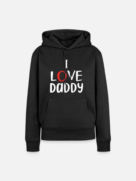 "Ich liebe Papa" - Frauen Premium Bio Hoodie - Schwarz