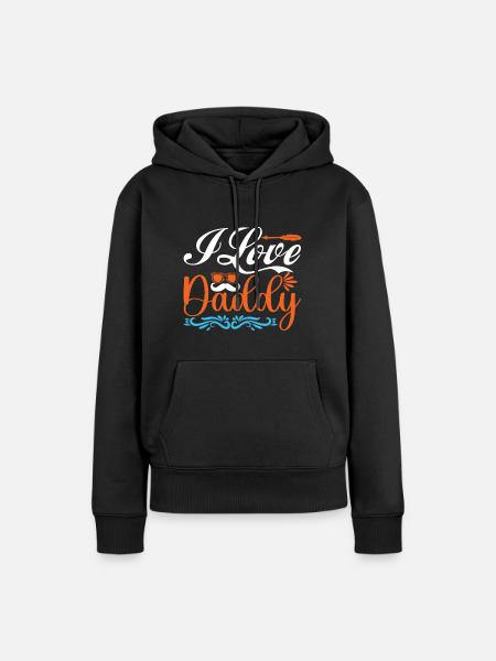 "Ich liebe Papa" - Frauen Premium Bio Hoodie - Schwarz