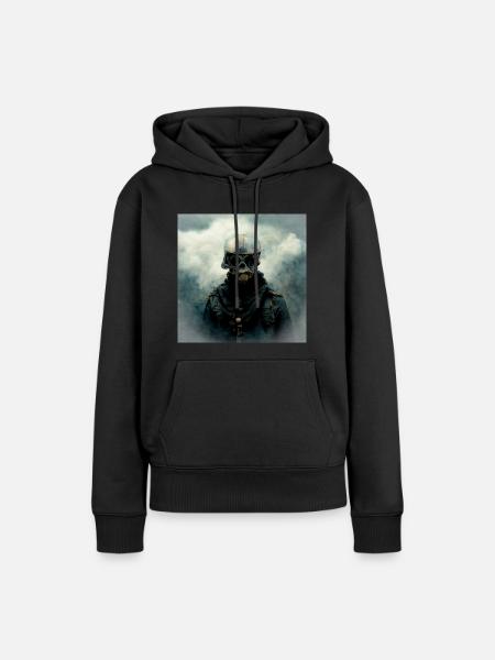 Cloudy Skull Soldier - Frauen Premium Bio Hoodie - Schwarz