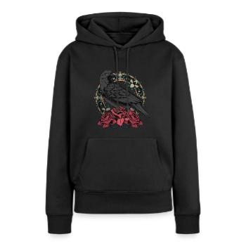 Rabe mit Rosenkranz - Frauen Premium Bio Hoodie - Schwarz - Vorne - Julia (174cm)