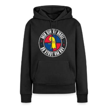 BÂLE - Sweat à capuche Premium bio Femme - noir - Devant - Julia (174cm)