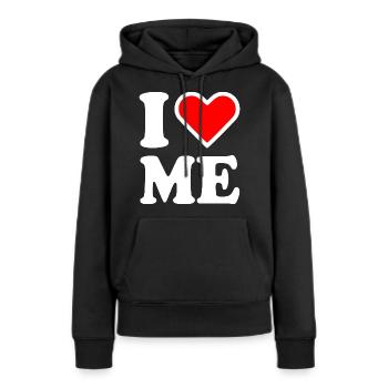 I love me - Frauen Premium Bio Hoodie - Schwarz - Vorne - Julia (174cm)
