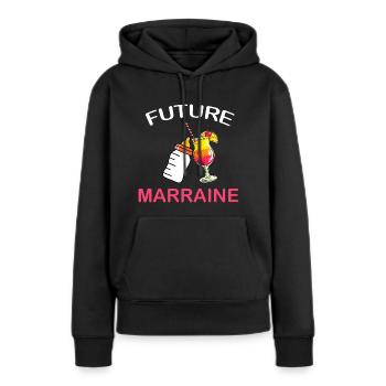 Ma Future Marraine Idée Cadeau Annonce Grosse - Sweat à capuche Premium bio Femme - noir - Devant - Julia (174cm)